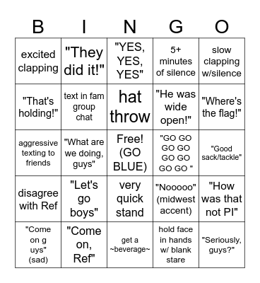 David Football Bingo Card