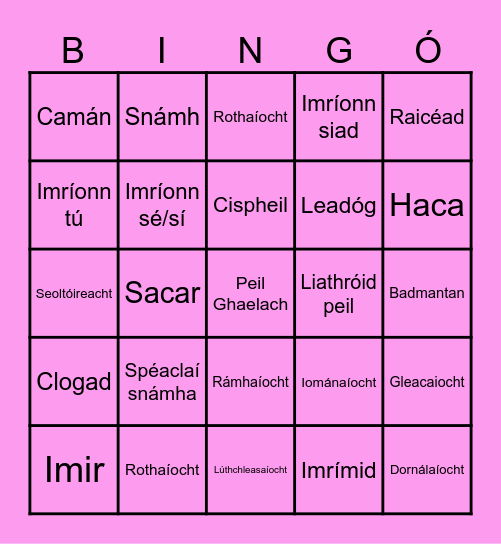 An Spórt Bingo Card