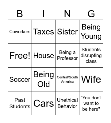 Business Bingo Card