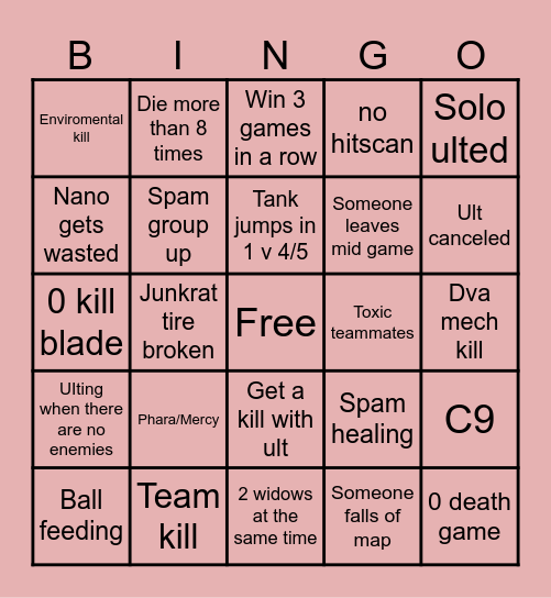 OW2 Bingo Card