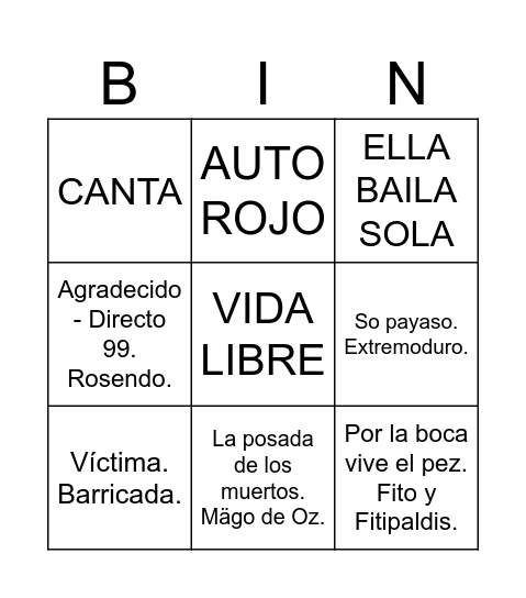 BINGO MUSICAL Bingo Card