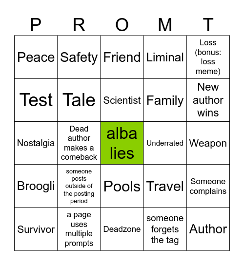 Promptcon + Backtober 2024 Bingo Card