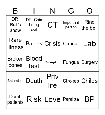 The resident Bingo Card