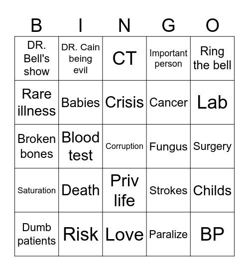 The resident Bingo Card