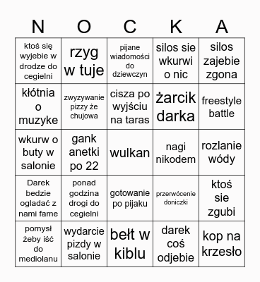 Strzelcew 2024 Bingo Card