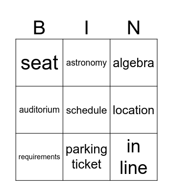 TOEFL LISTENING SKILL 14 Bingo Card