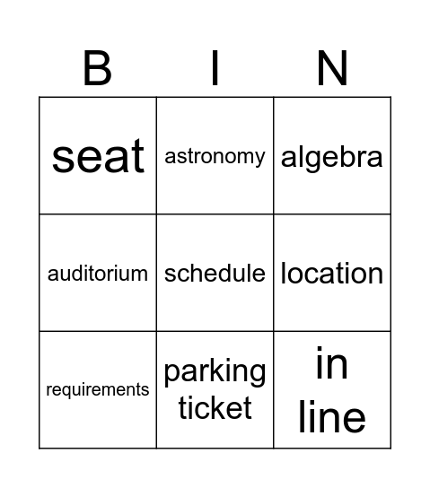 TOEFL LISTENING SKILL 14 Bingo Card