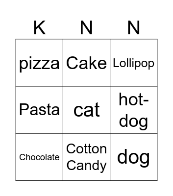 I want it Bingo! Bingo Card
