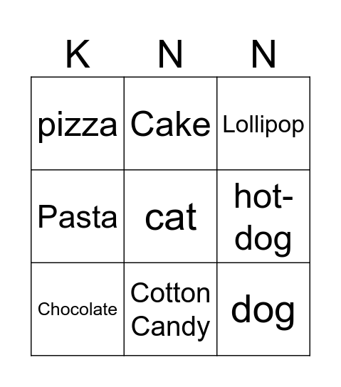 I want it Bingo! Bingo Card