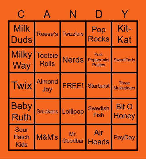 CANDY BINGO! Bingo Card