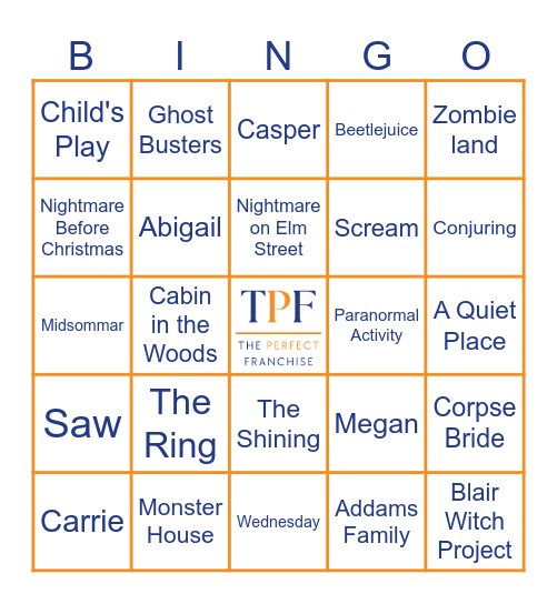 Halloween Movie Bingo Card