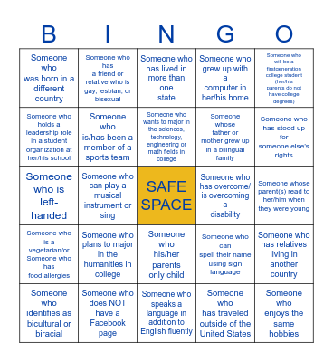 Get to Know Each Other Bingo Card