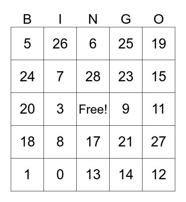 Untitled Bingo test Bingo Card