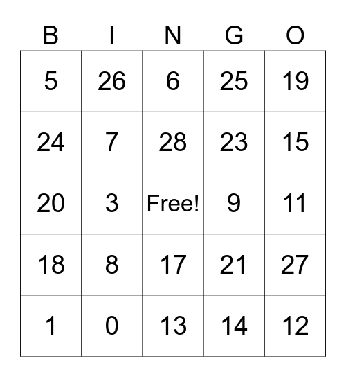 Untitled Bingo test Bingo Card