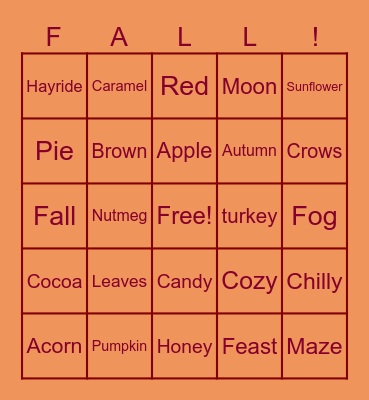 Fall Bingo Card