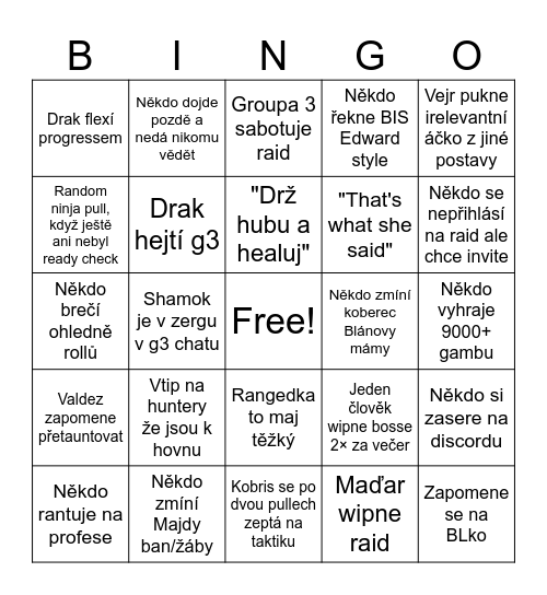 Wolves bingo teď to padne Bingo Card