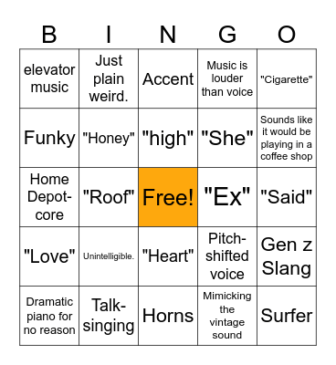 Indie Music Bingo! Bingo Card
