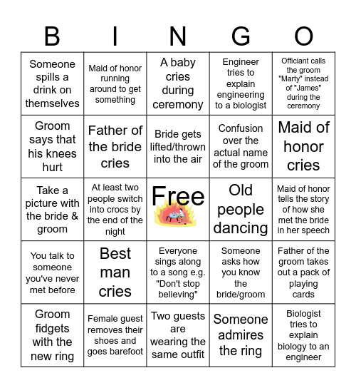 Wedding Night BINGO Card