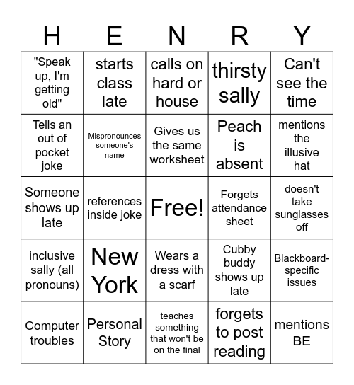 Commercial Bingo Card