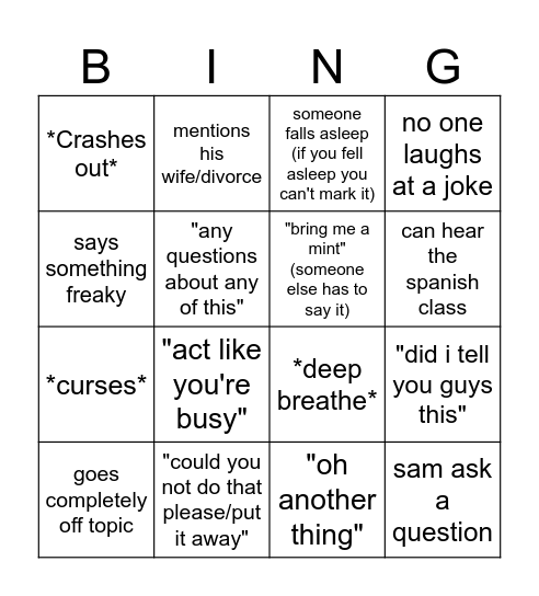 History things Bingo Card