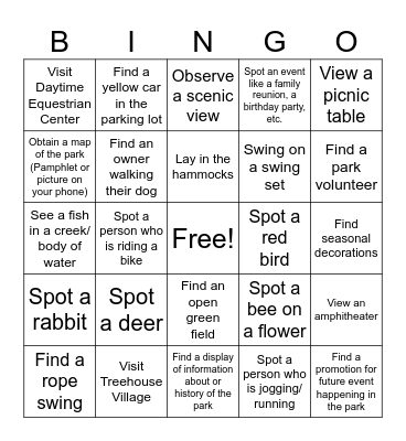 Nature BingoFin Bingo Card