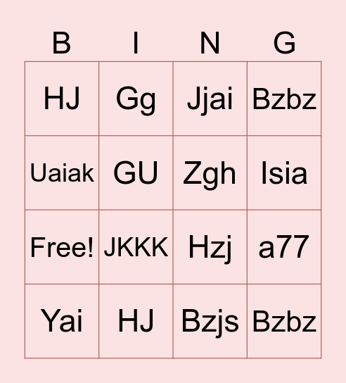 Lina Bingo Card