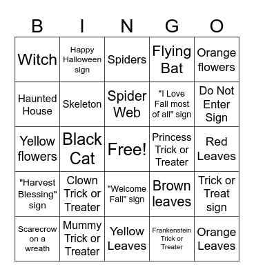 Indoor Halloween Decor Hunt Bingo Card