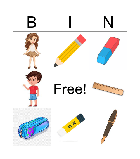 School supplies Bingo Card