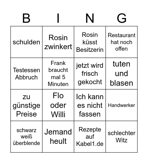 Rosin Bingo Card