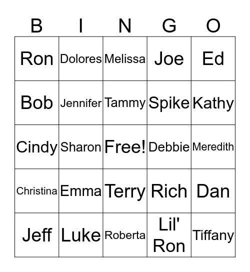 McMaster Family Bingo Card