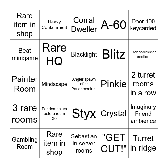 PRESSURE Bingo Card