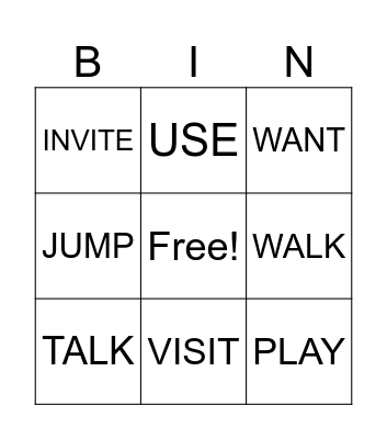 REGULAR VERBS Bingo Card