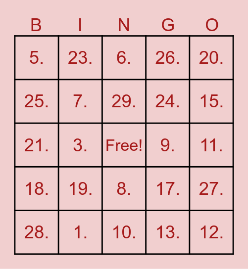 Early 2000s Bingo Card