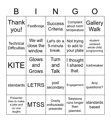 PD Bingo Card