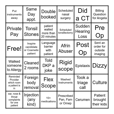 ENT BINGO Card