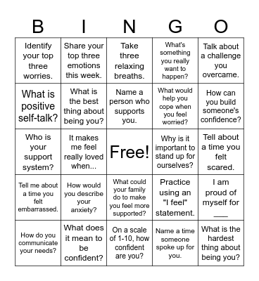 Therapy Bingo! Bingo Card