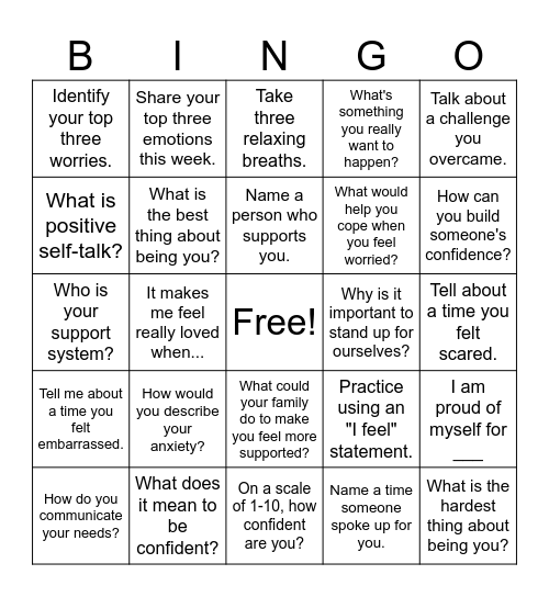 Therapy Bingo! Bingo Card