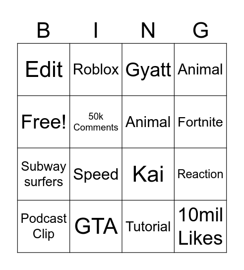 Untitled Bingo Card