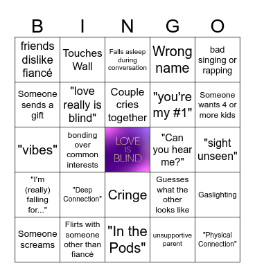 Love is Blind Bingo Card