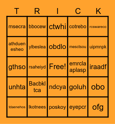 Halloween Bingo Card