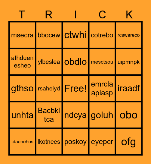 Halloween Bingo Card