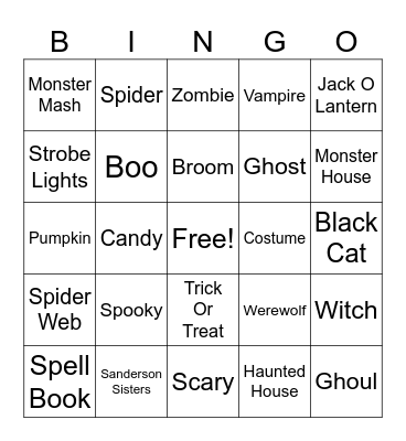 Halloween Bingo Card