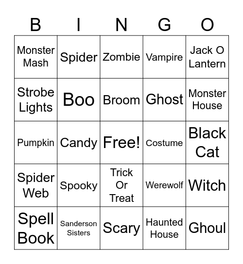 Halloween Bingo Card