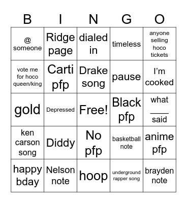 kejrjr Bingo Card