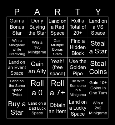 Super Mario Party Bingo Card