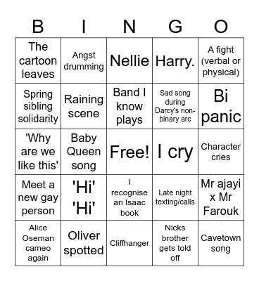 Heartstopper Season 3 Bingo Card