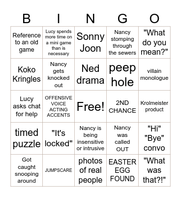 LUCEGOOSEGAMES NANCY BINGO Card