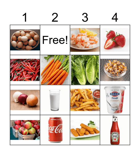 Food and Drink Bingo Card