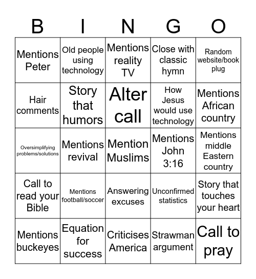 Andy Seeeeberhagen Bingo Card