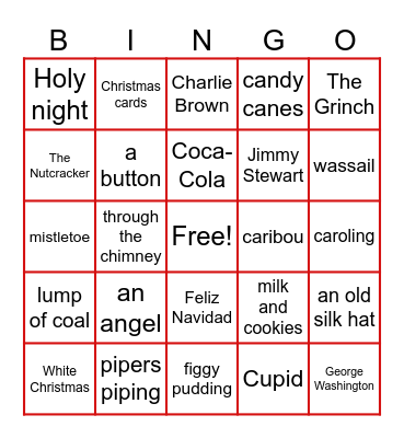 Holiday Bingo Card